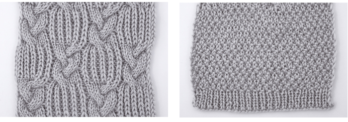 Free knitting pattern for a cable and texture scarf