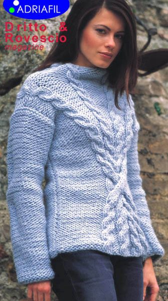 Chunky Cabled Pullover Sweater Free Knitting Pattern
