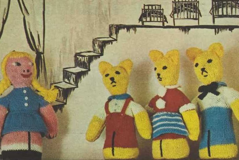 FREE Goldilocks and the Three Bears Vintage Toy Knitting Pattern