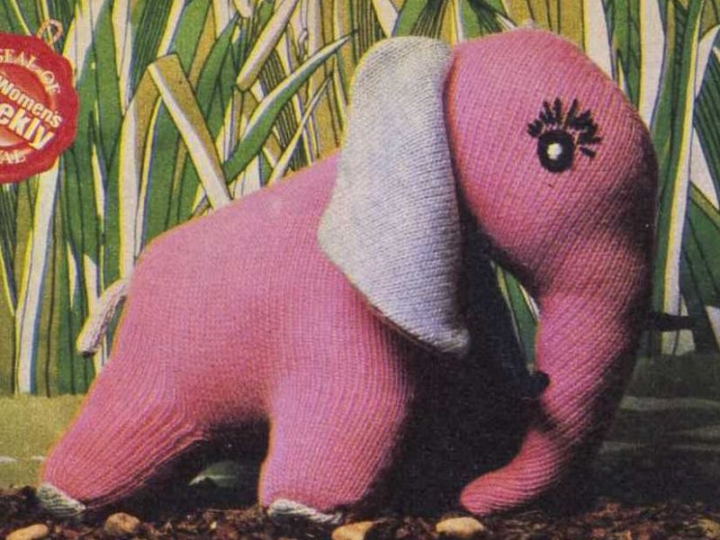 FREE Pinky the Elephant Vintage Toy Knitting Pattern