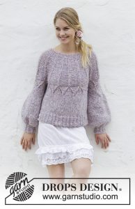 Fair Lily Sweater with Lace and Round Yoke Free Knitting Pattern