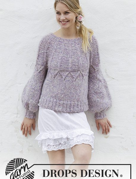 Fair Lily Sweater with Lace and Round Yoke Free Knitting Pattern