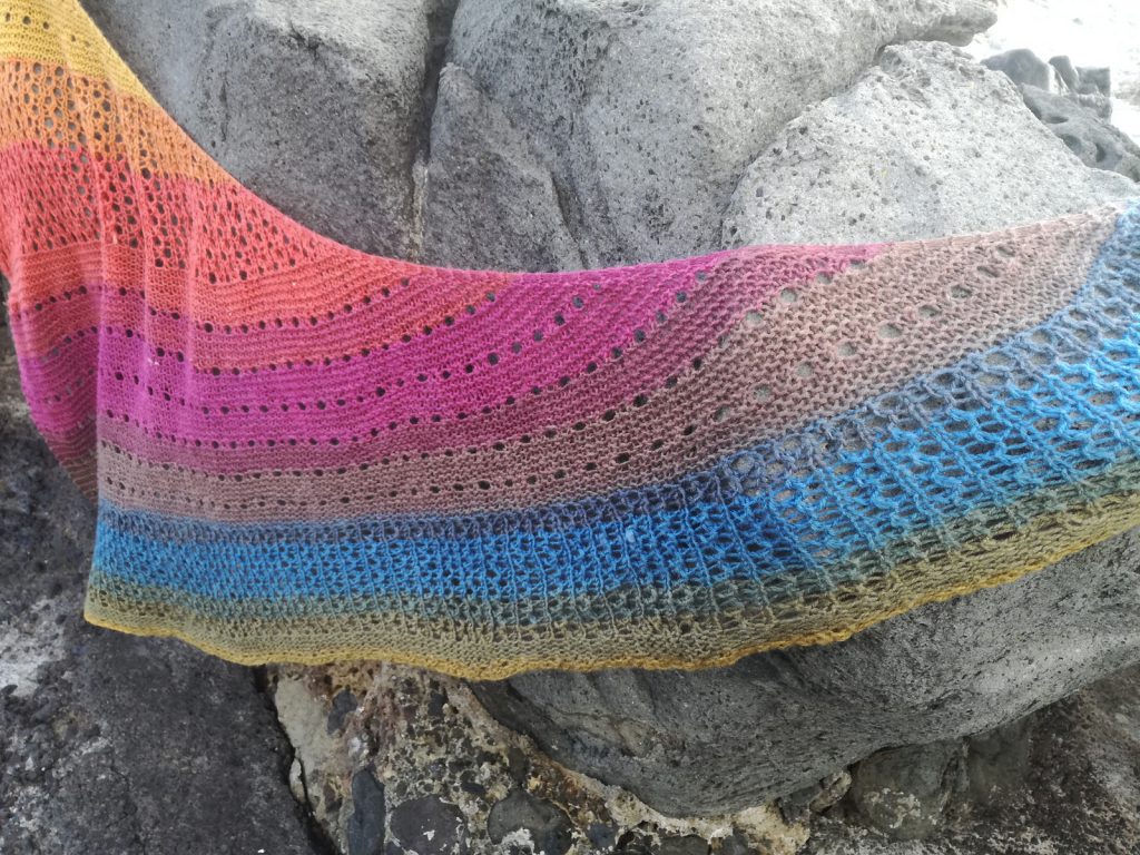 Free Knitting Pattern for Scoglio an Eyelet Lace Shawl
