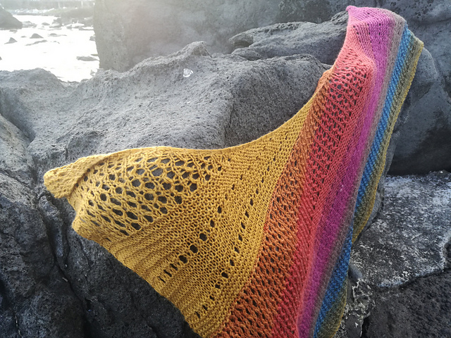 Free Knitting Pattern for Scoglio an Eyelet Lace Shawl