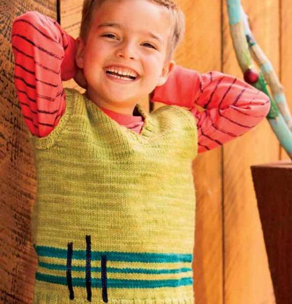 Free Knitting Pattern for a Boys Vertical Vest