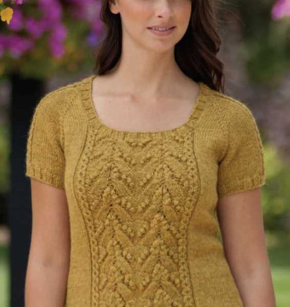Free Knitting Pattern for a Cable & Bobble Top