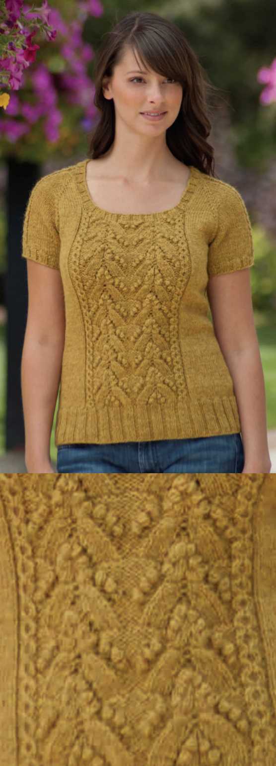 Free Knitting Pattern for a Cable & Bobble Top