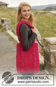 Free Knitting Pattern for a Cable and Garter Stitch Handbag
