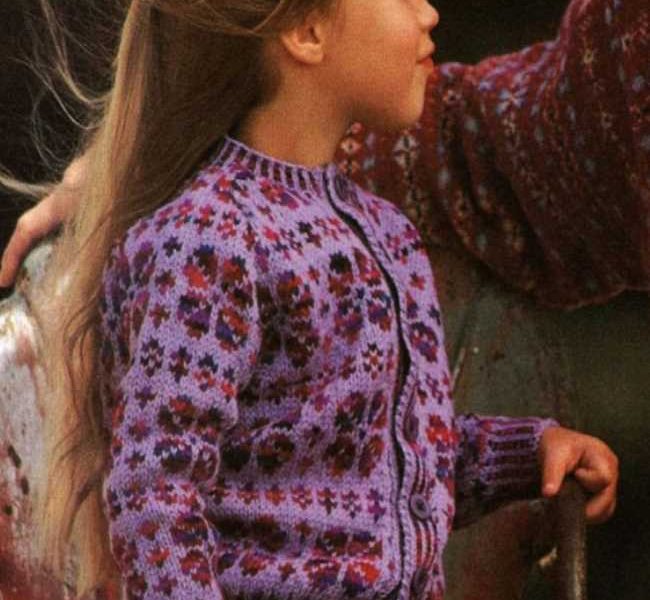 Free Knitting Pattern for a Child’s Faux Fair Isle Cardigan