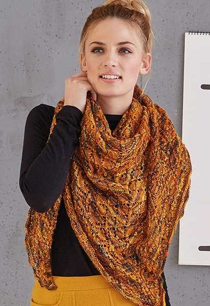 Free Knitting Pattern for a Lace Shawl in Variegated Yarn