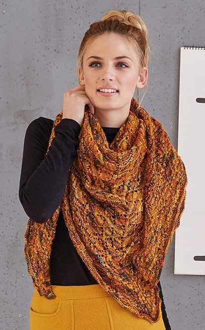 Free Knitting Pattern for a Lace Shawl in Variegated Yarn
