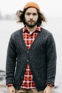 Free Knitting Pattern for a Men's Cabled Cardigan.