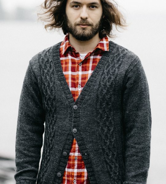 Free Knitting Pattern for a Men’s Cabled Cardigan