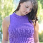 Free Knitting Pattern for a Purple Breeze Sleeveless Top.
