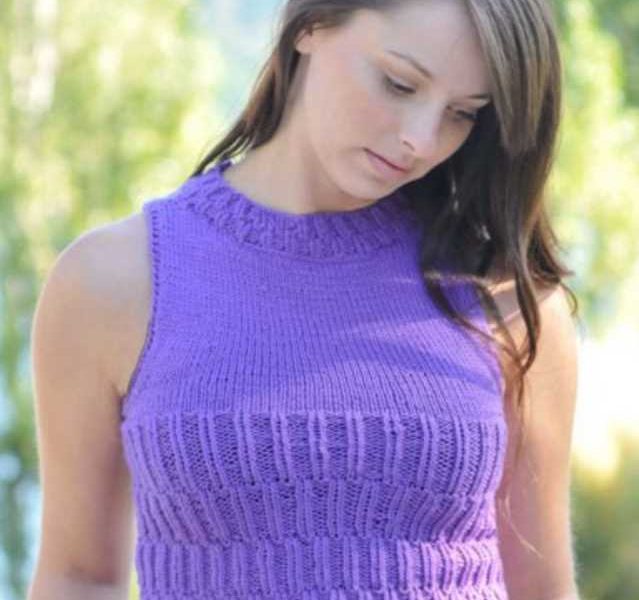 Free Knitting Pattern for a Purple Breeze Sleeveless Top