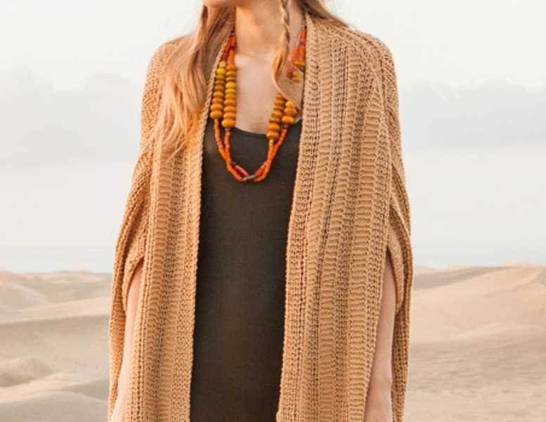 Free Knitting Pattern for a Textured Long Cape