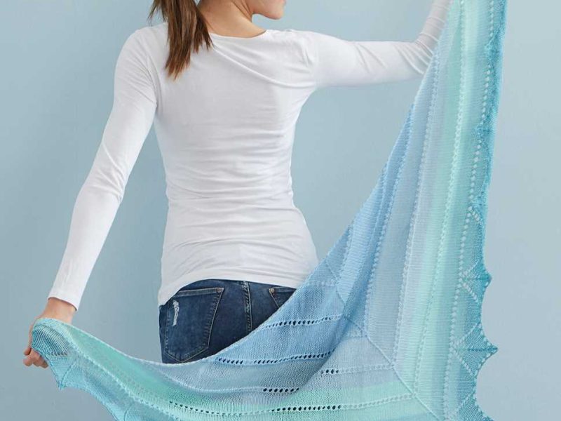 Free Knitting Pattern for a Triangular Shawl with Lace