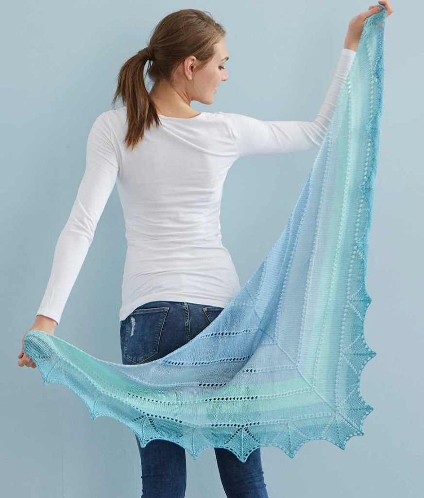 Free Knitting Pattern for a Triangular Shawl with Lace