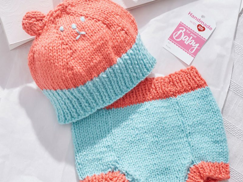 Knit Bear Hat and Diaper Cover Free Baby Knitting Pattern