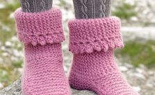 Raspberry Frills Free Knitted Slipper Pattern