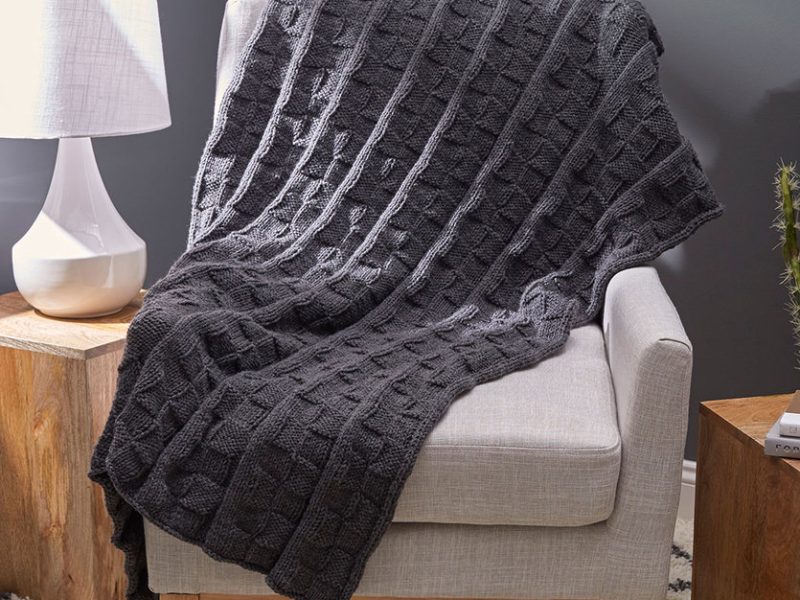 Reversible Block Throw Free Knitting Pattern