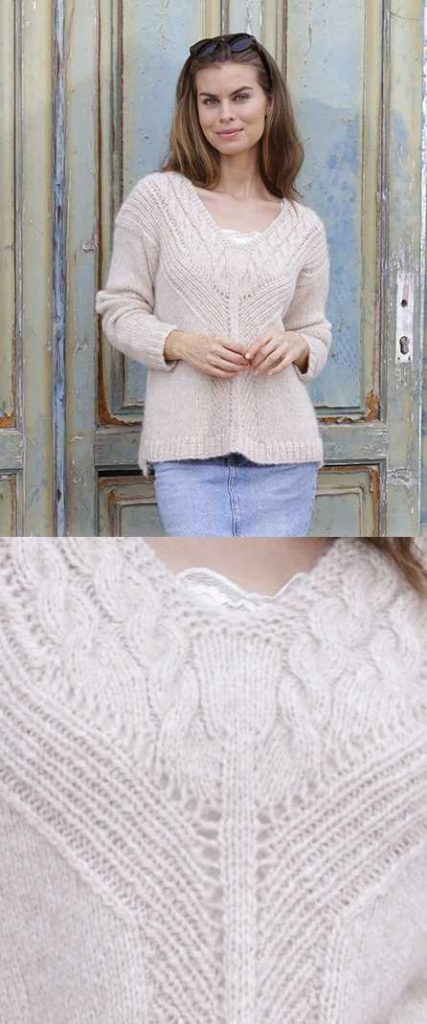 To the Point Cable and V-Neck Sweater Free Knitting Pattern