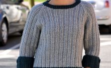 Two Colour Raglan Sweater Free Knitting Pattern