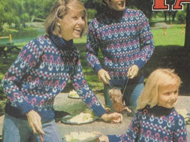 Vintage Fair Isle Sweaters Free Knitting Pattern for the Whole Family