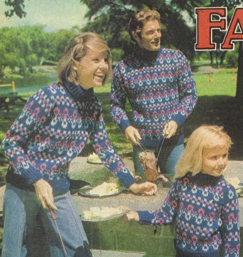 Vintage Fair Isle Sweaters Free Knitting Pattern for the Whole Family