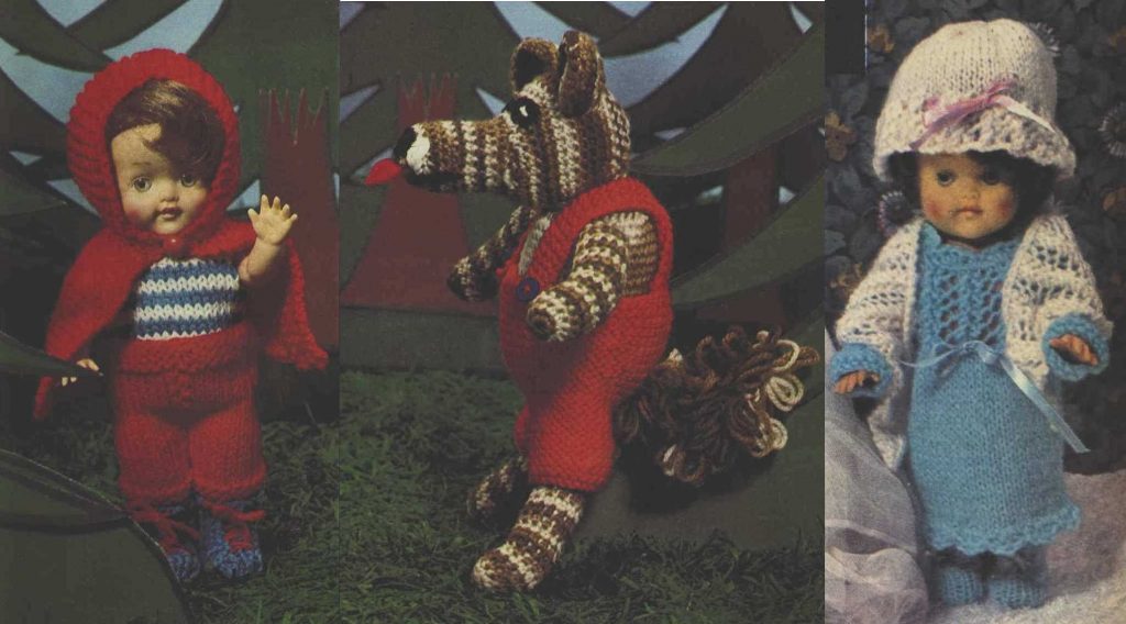 Knit Little Red Riding Hood, The Big Bad Wolf and Grandma with this vintage pattern from Australian Woman's Weekly 17th of May 1972. Free Toy Knitting Patterns.