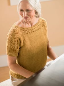 Free Knitting Pattern for Diane a Short Sleeve Sweater.