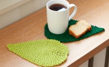 Free Knitting Pattern for a Be-Leaf It Mug Rug