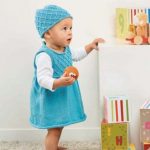 Free Knitting Pattern for a Classic Style Baby Dress and Hat
