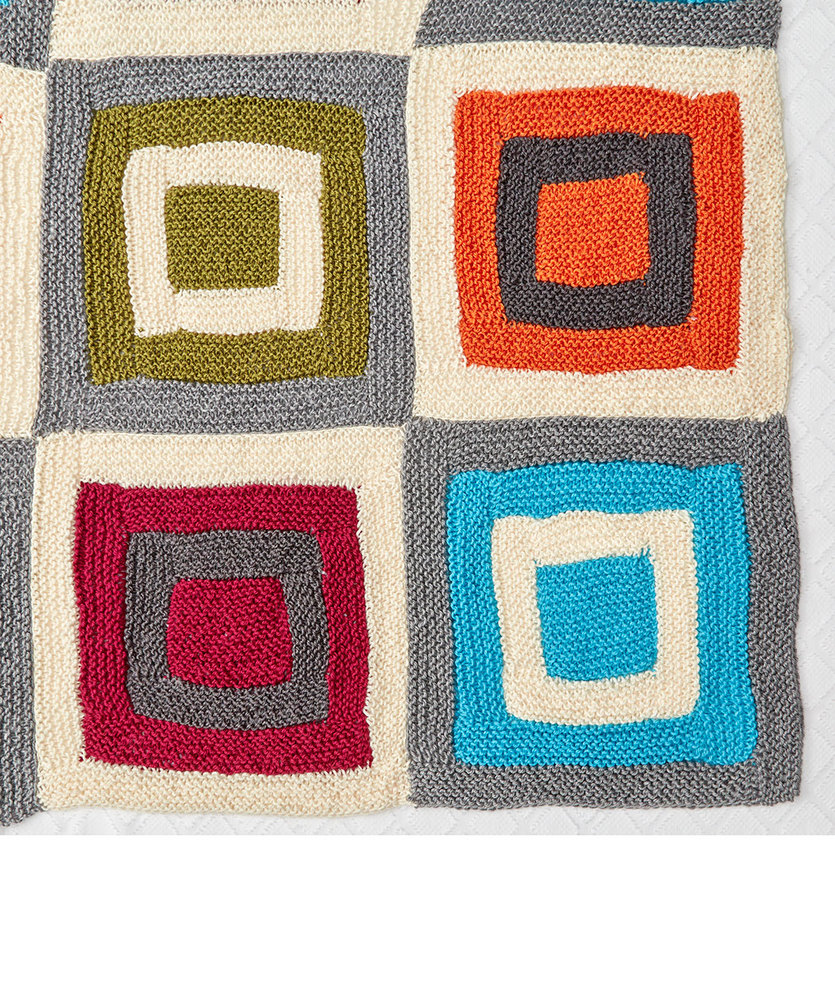 Free Knitting Pattern for a Color Blocks Throw.