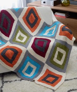 Free Knitting Pattern for a Color Blocks Throw.