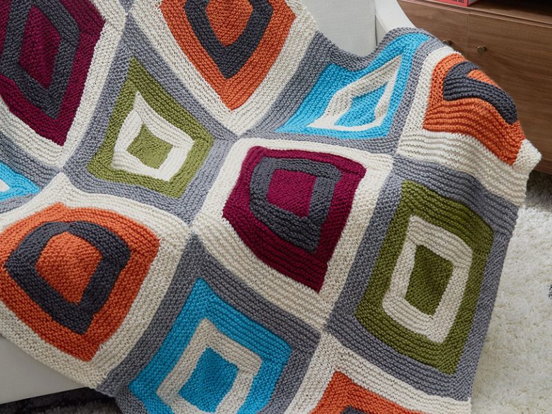 Free Knitting Pattern for a Color Blocks Throw