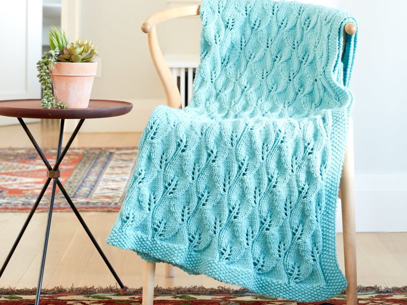 Free Knitting Pattern for a Leafy Lace Green Afghan