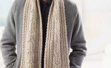 Free Knitting Pattern for a Man’s Cabled Scarf