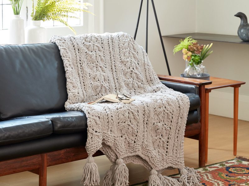 Free Knitting Pattern for a Rose Leaf Blanket