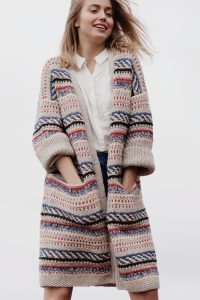 Free Knitting Pattern for a Women's Color Work Cardigan.