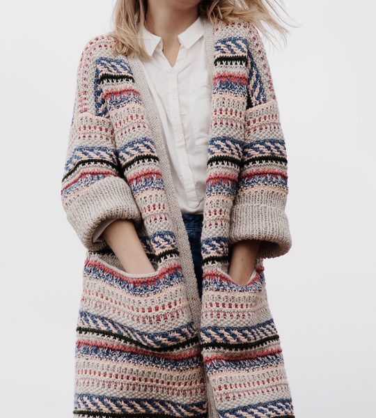 Free Knitting Pattern for a Women’s Color Work Cardigan