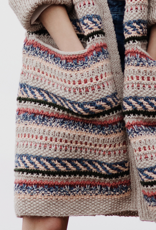 Free Knitting Pattern for a Women's Color Work Cardigan.