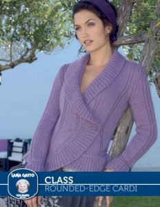 Free Knitting Pattern for a Women's Rounded-Edge Cardigan.