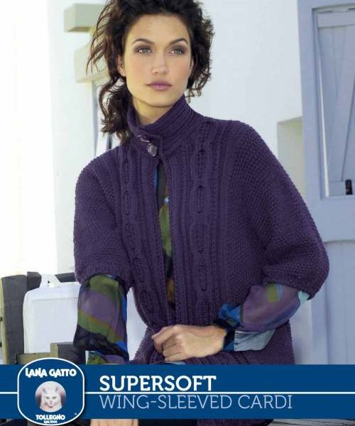 Free Knitting Pattern for a Women’s Wing-Sleeved Cardigan