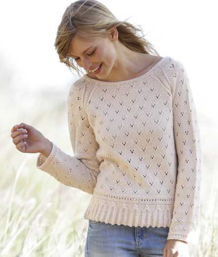 Free knitting pattern for a lace pullover with vintage charm.