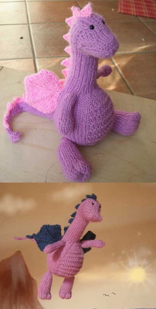 Free knitting pattern for an amigurumi dragon.