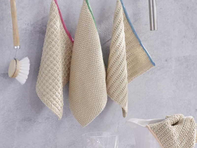 Seed, Garter, Ribbed and Waffle Stitch Dishcloth Free Knitting Patterns