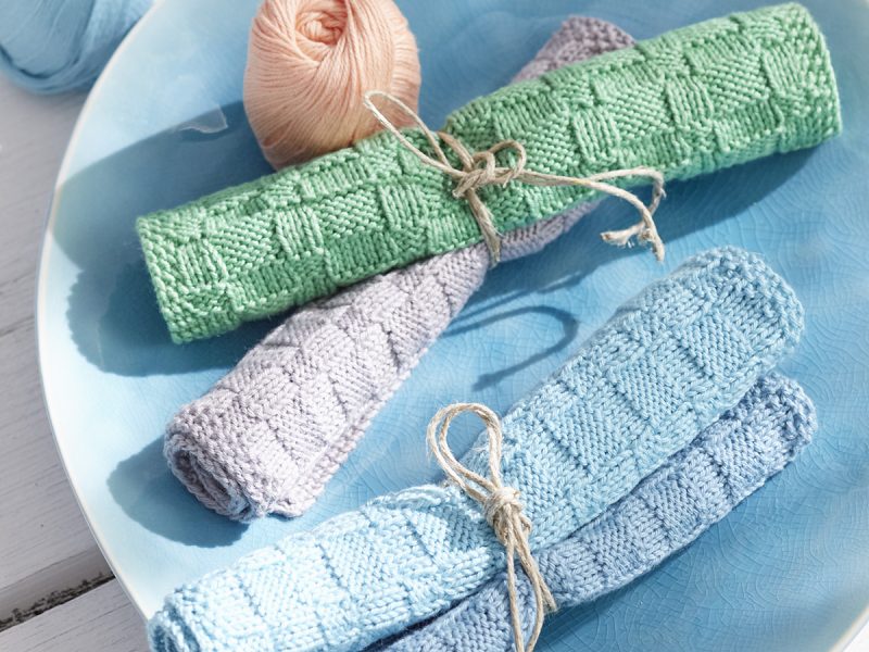 Seed Stitch and Check Pattern Dishcloth Free Knitting Pattern