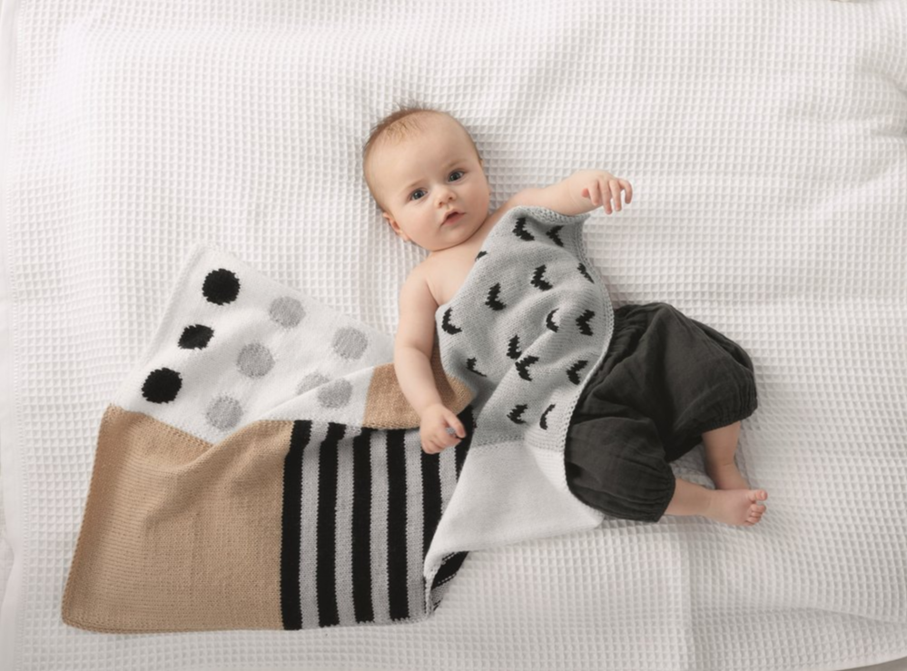 Beatrixe Jacquard Blanket in Phildar Free Baby Knitting Pattern