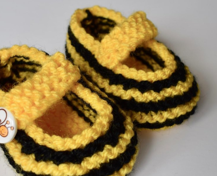 Free Baby Knitting Pattern for Bee Booties